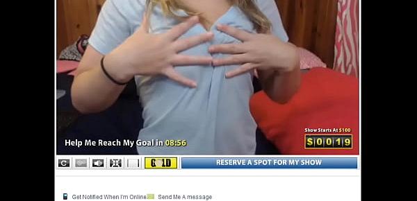  Blonde teen shows purple thong on webcam